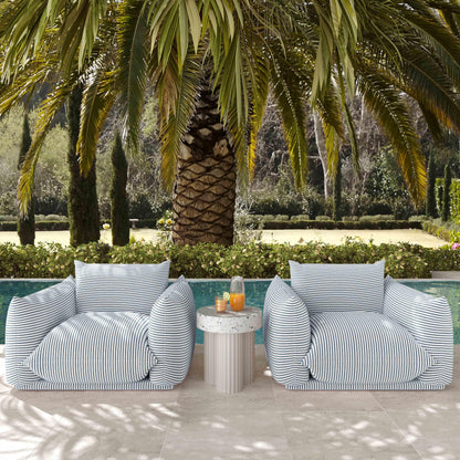 Saint Tropez Striped Stuffed Indoor/Outdoor Armchair