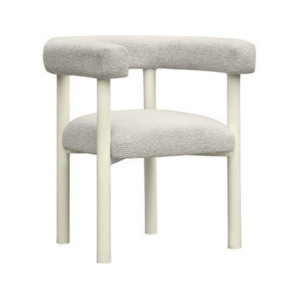 Jackie Cream Textured Contract-Grade Fabric Outdoor Dining Chair - Default Variant
