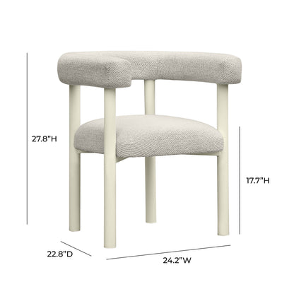 Jackie Cream Textured Contract-Grade Fabric Outdoor Dining Chair