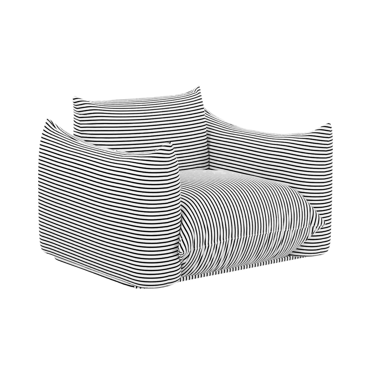 Saint Tropez Striped Stuffed Indoor/Outdoor Armchair - Black