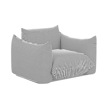 Saint Tropez Striped Stuffed Indoor/Outdoor Armchair - Black