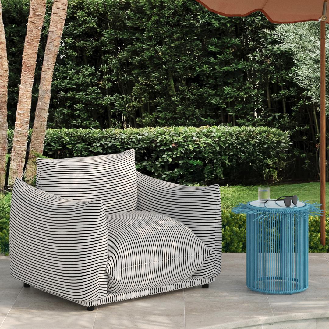 Saint Tropez Striped Stuffed Indoor/Outdoor Armchair