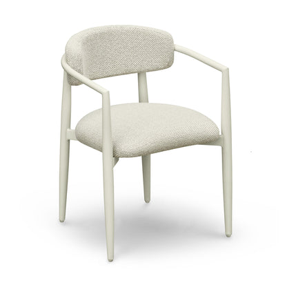 Annika Textured Contract-Grade Fabric Outdoor Dining Arm Chair - Cream