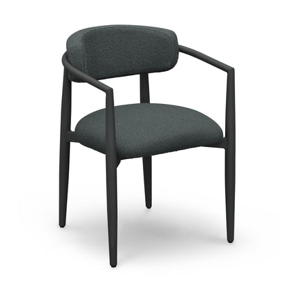 Annika Textured Contract-Grade Fabric Outdoor Dining Arm Chair - Black