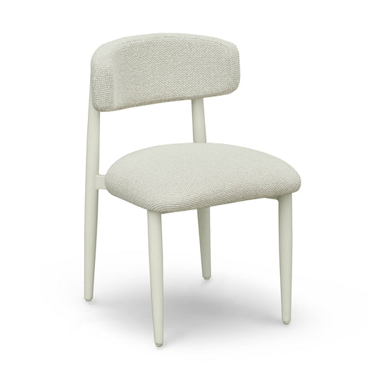 Annika Textured Contract-Grade Fabric Outdoor Dining Side Chair - Cream