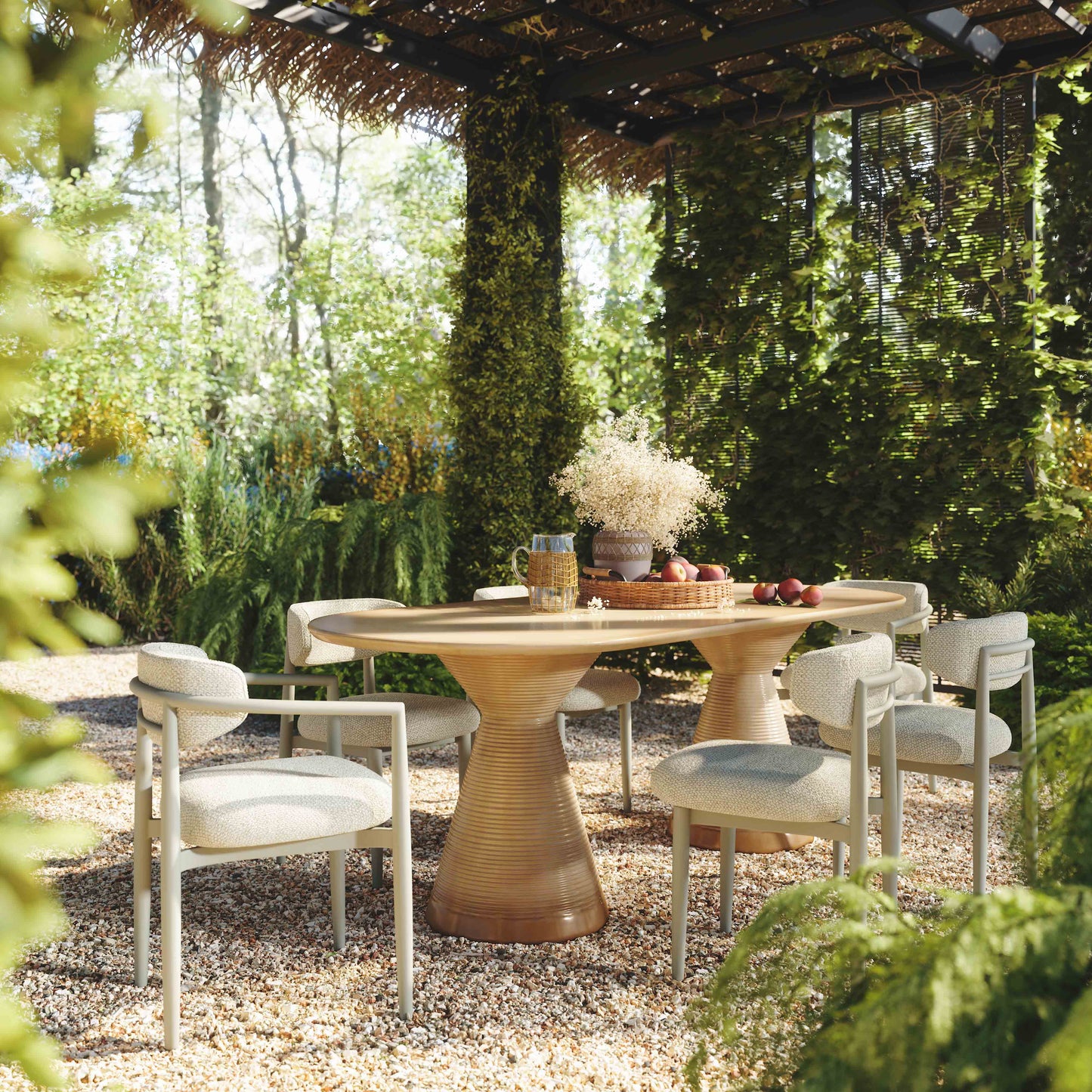 Annika Textured Contract-Grade Fabric Outdoor Dining Side Chair