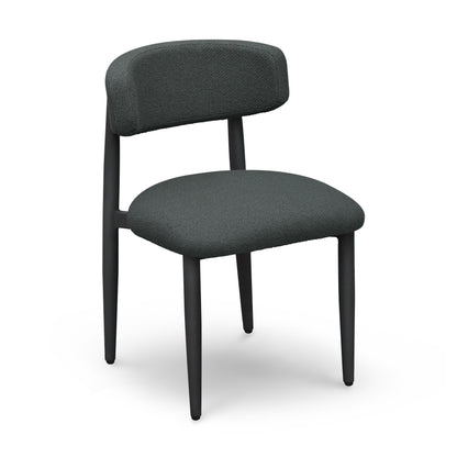 Annika Textured Contract-Grade Fabric Outdoor Dining Side Chair - Black