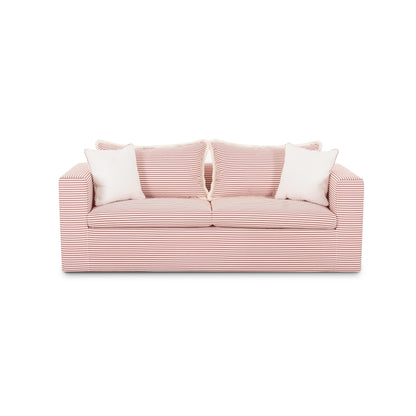 Salty 84.5" Striped Contract-Grade Indoor/Outdoor Sofa - Red