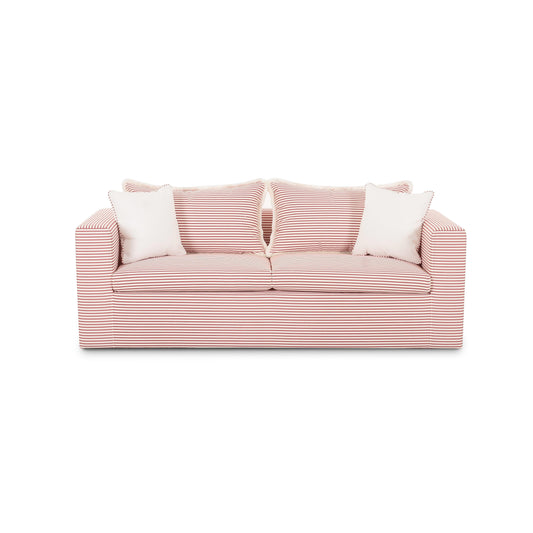 Salty 84.5" Striped Contract-Grade Indoor/Outdoor Sofa - Red