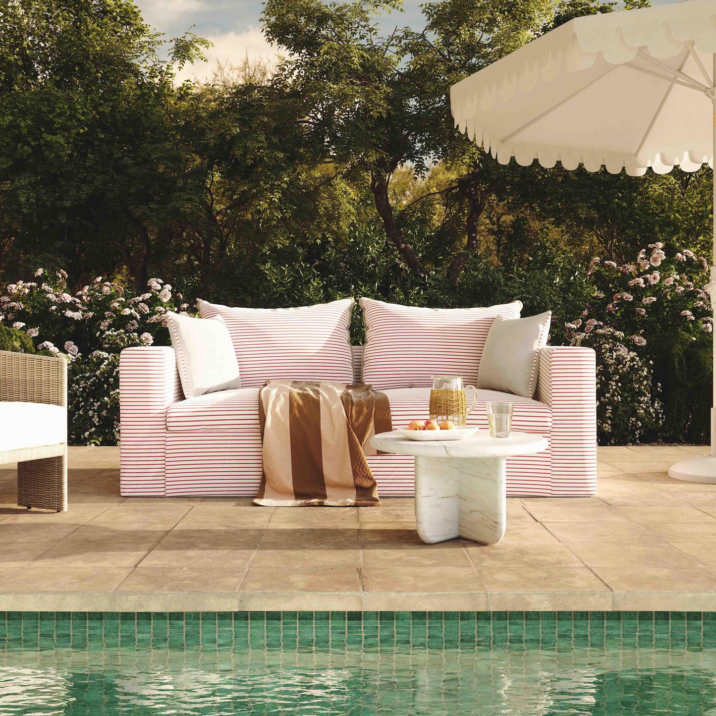 Salty 84.5" Striped Contract-Grade Indoor/Outdoor Sofa