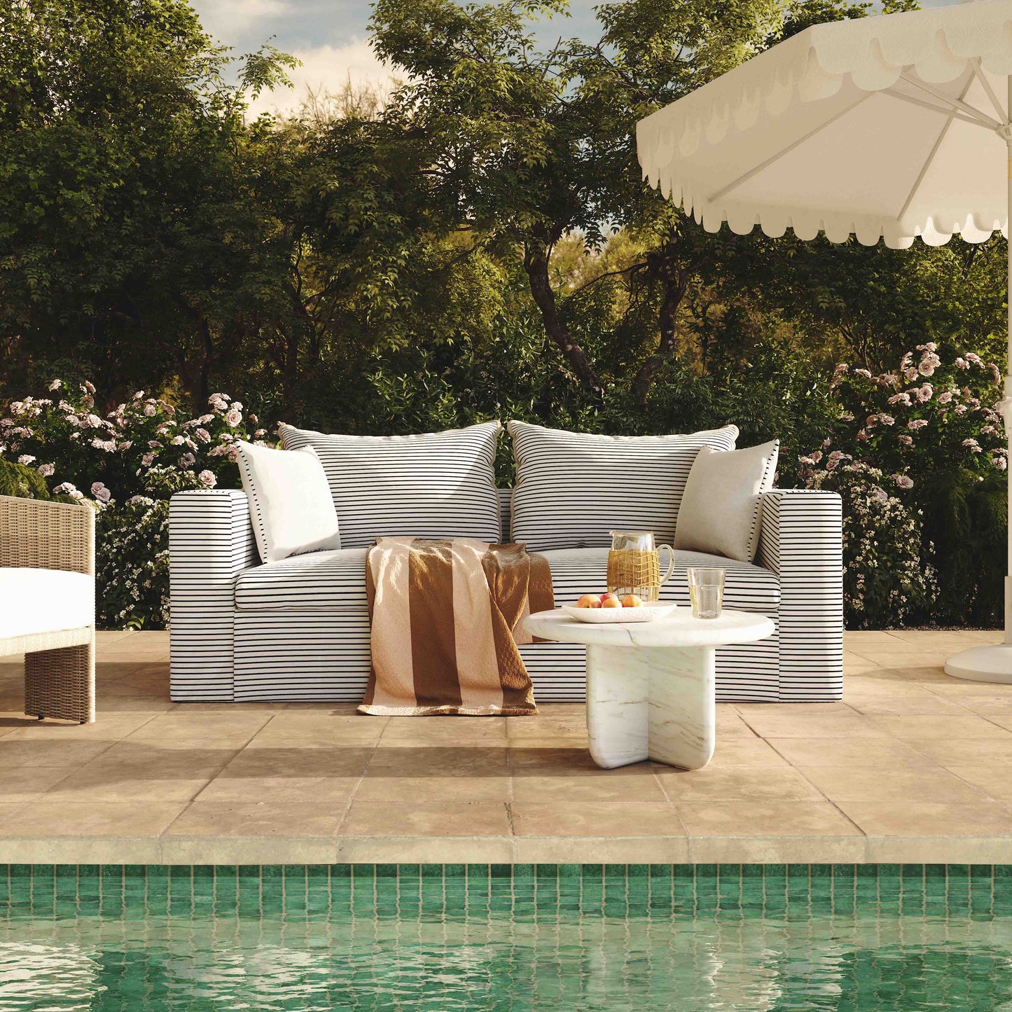 Salty 84.5" Striped Contract-Grade Indoor/Outdoor Sofa