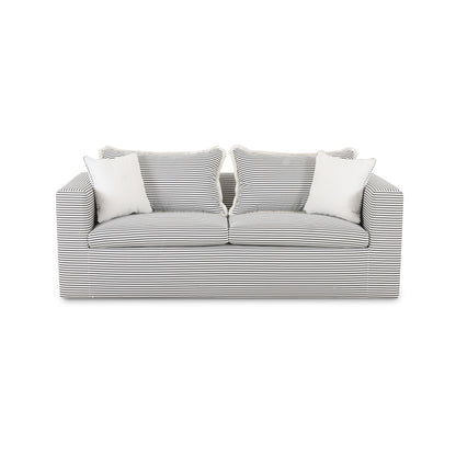 Salty 84.5" Striped Contract-Grade Indoor/Outdoor Sofa - Black