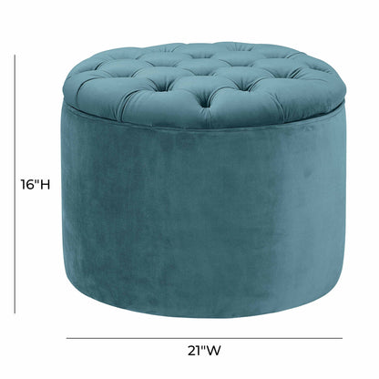Queen Performance Velvet Round Storage Ottoman