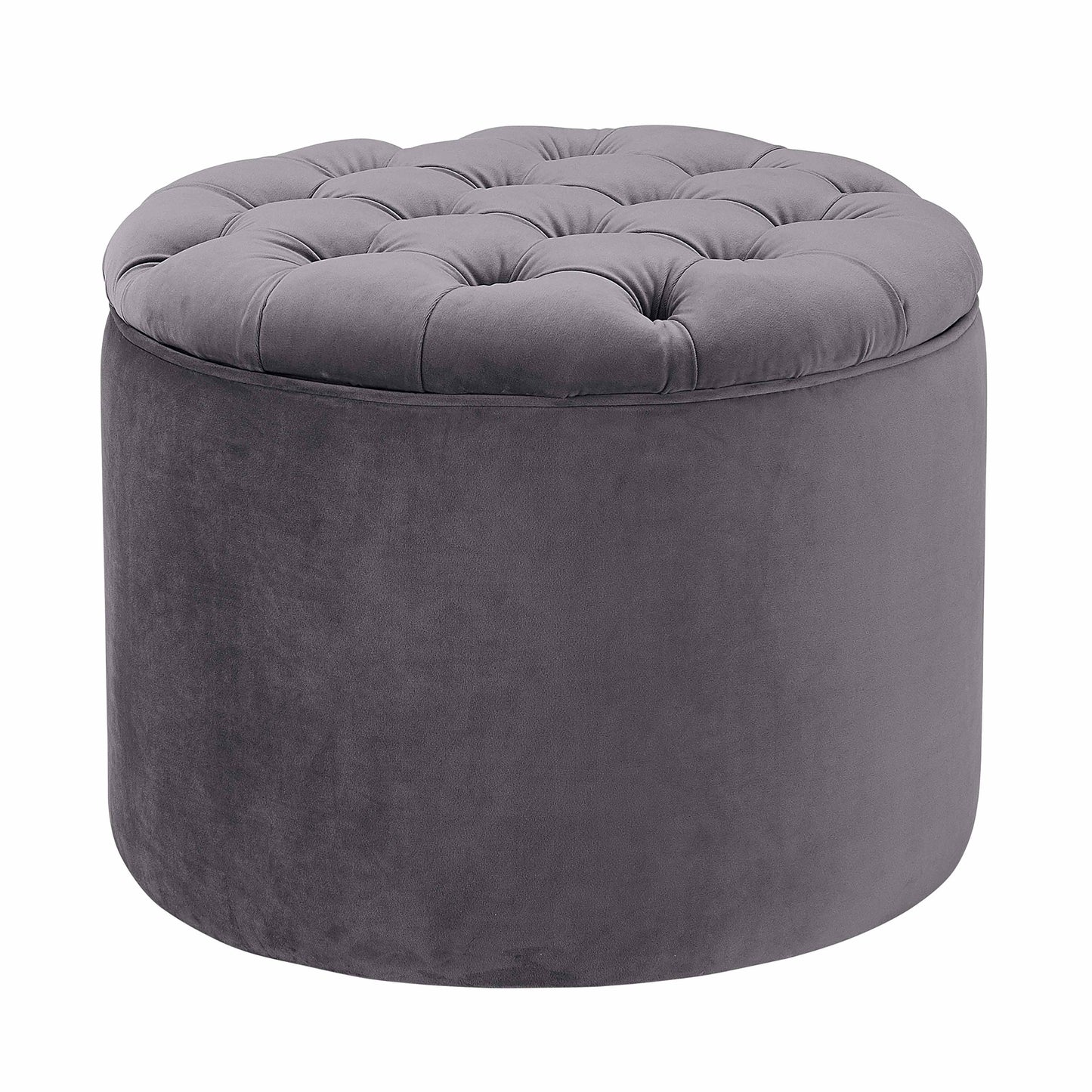 Queen Performance Velvet Round Storage Ottoman - Grey