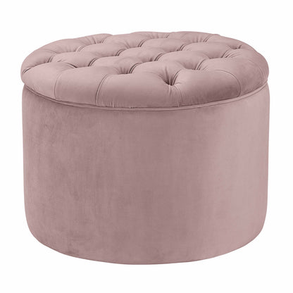Queen Performance Velvet Round Storage Ottoman - Mauve