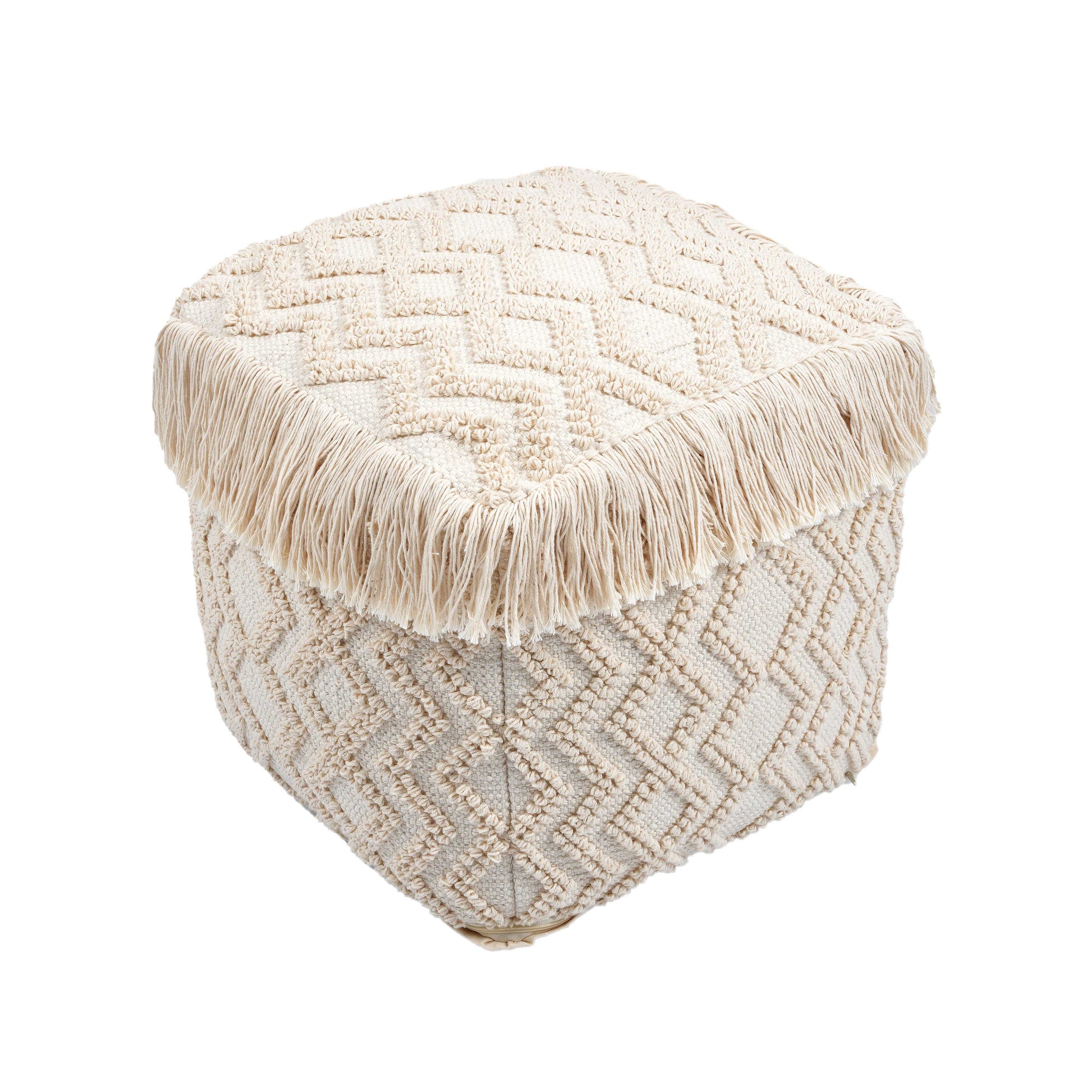 Inca Cream Cotton Pouf - Default Variant