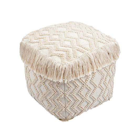Inca Cream Cotton Pouf - Default Variant