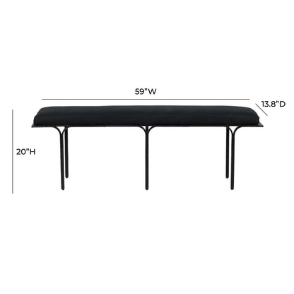 Bryn 59" Black Linen Bench