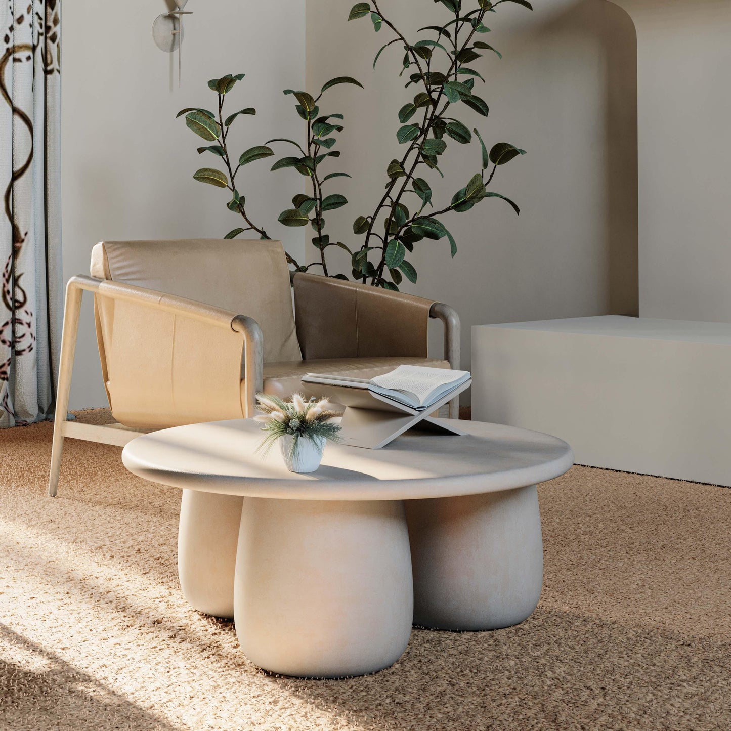 Rahul 34" Cream Round Coffee Table