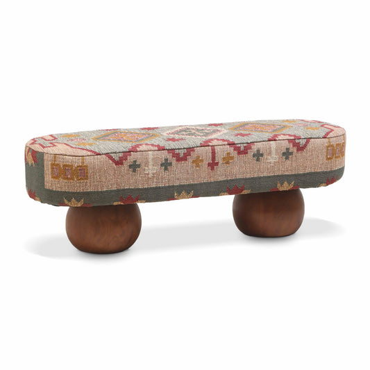 Rizi 53" Textured Wool Upholstered Bench - Default Variant