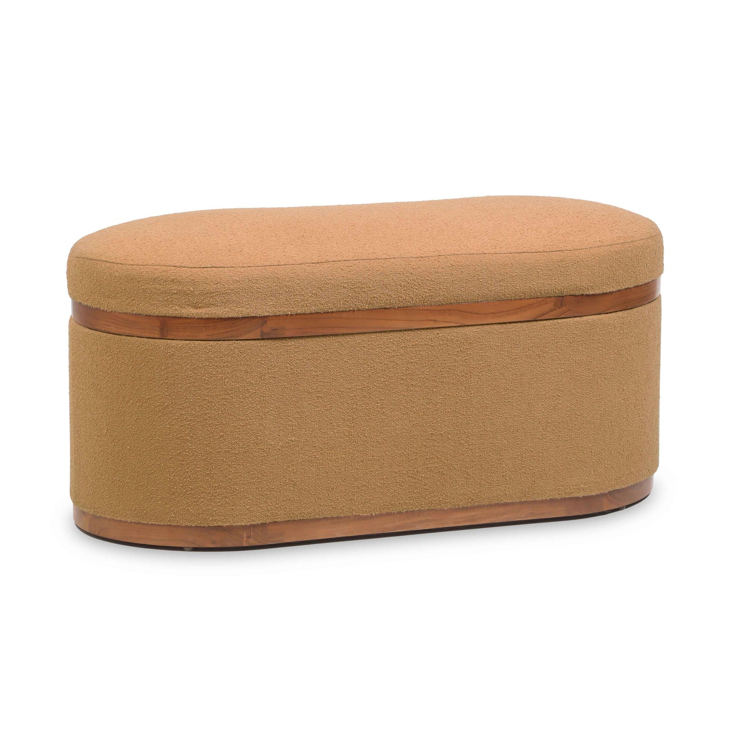 Olivier 41" Boucle Oval Storage Ottoman - Peach