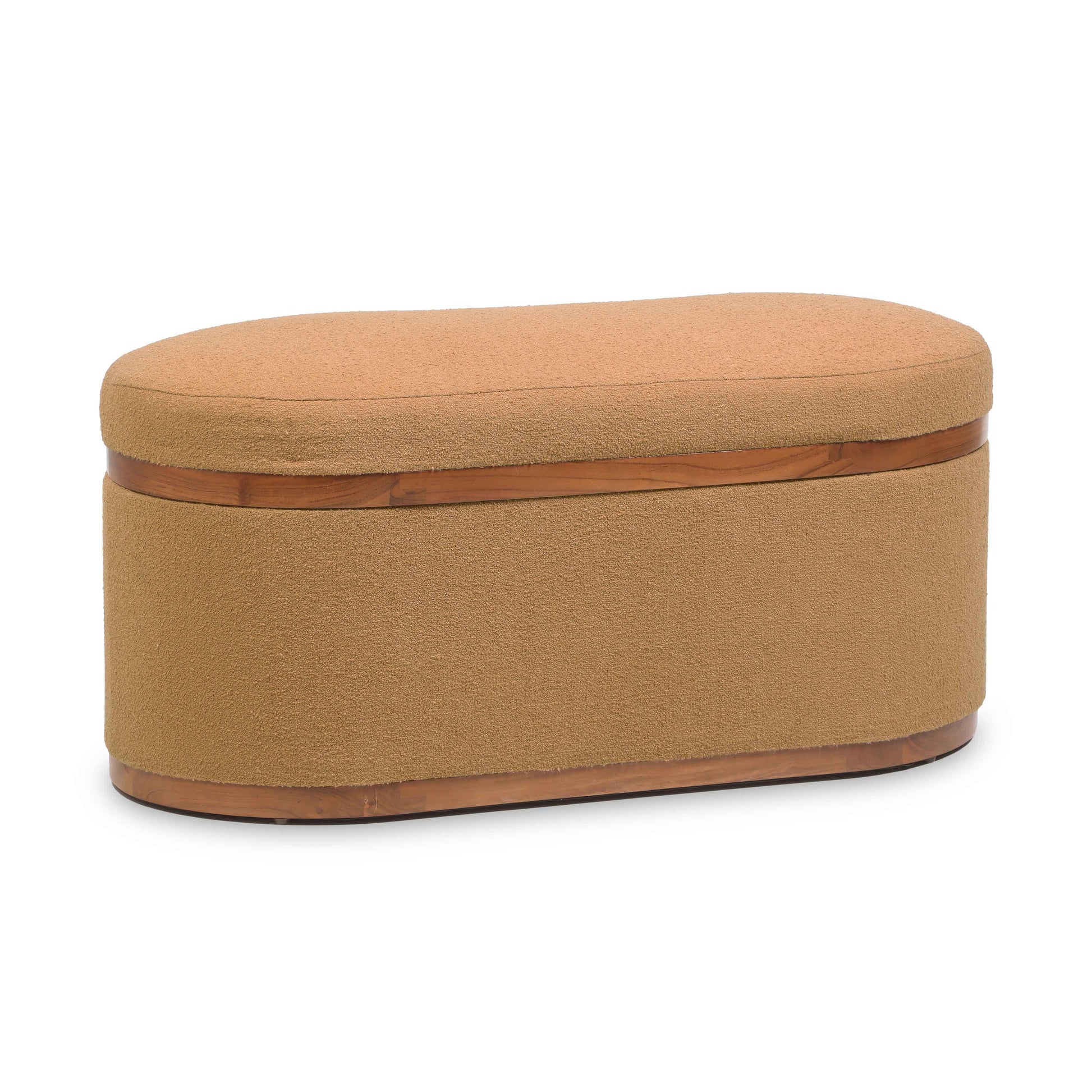 Olivier 41" Boucle Oval Storage Ottoman - Peach