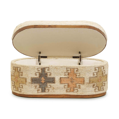 Olivier 41" Cotton Oval Storage Ottoman
