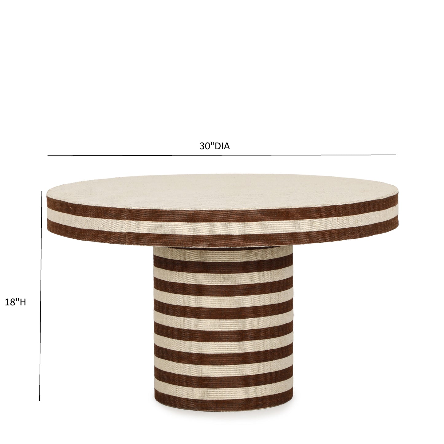 Lyra 30" Natural Striped Cotton Jute Contract-Grade Coffee Table
