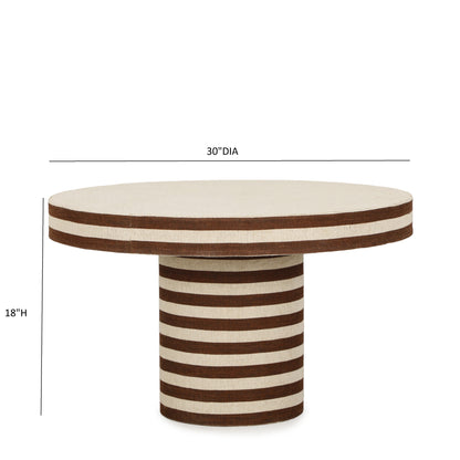 Lyra 30" Natural Striped Cotton Jute Contract-Grade Coffee Table