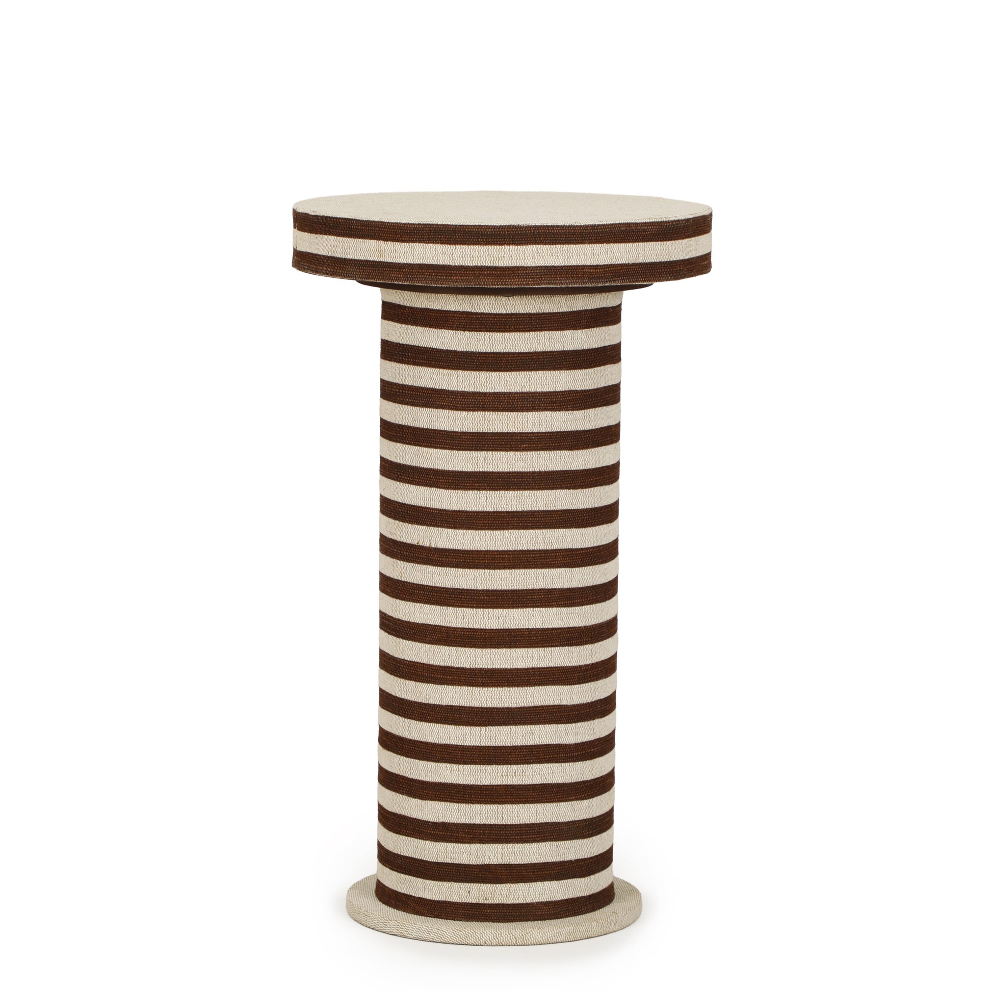 Lyra Natural Striped Cotton Jute Contract-Grade Side Table - Default Variant