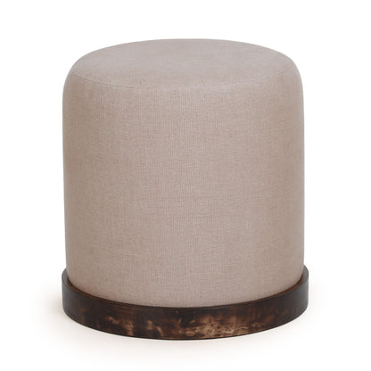Como Burl and Saddle Brown Cotton Jute Contract-Grade Accent Stool - Default Variant