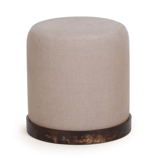 Como Burl and Saddle Brown Cotton Jute Contract-Grade Accent Stool - Default Variant