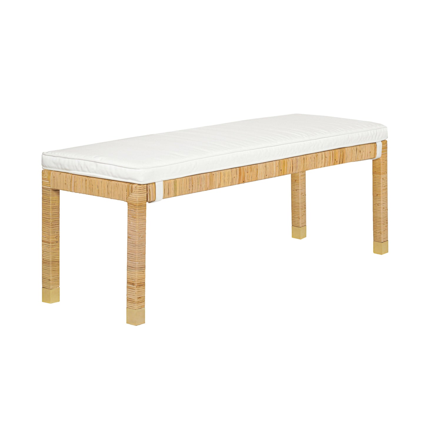 Amara 50" Woven Rattan Performance Fabric Bench - Natural