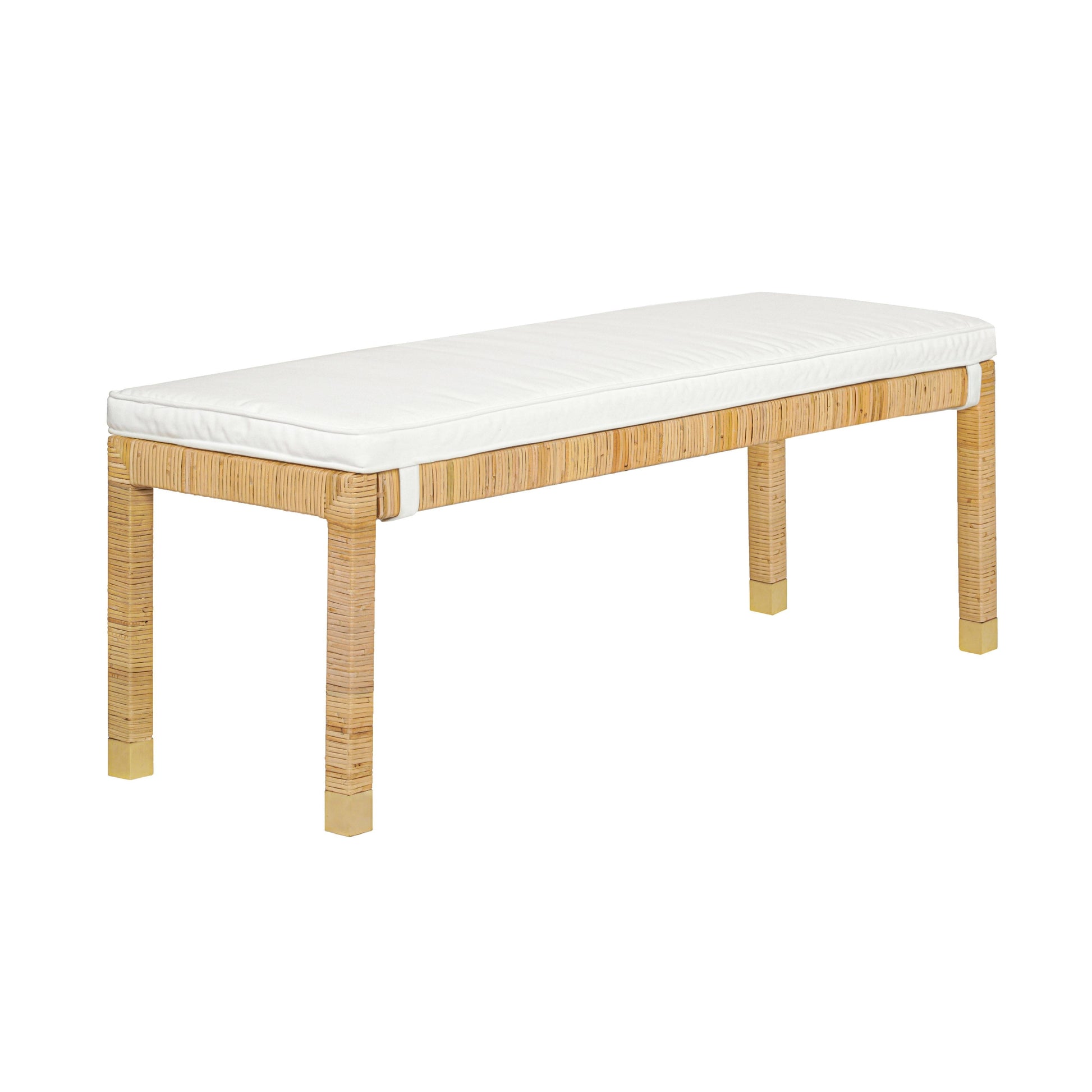 Amara 50" Woven Rattan Performance Fabric Bench - Natural
