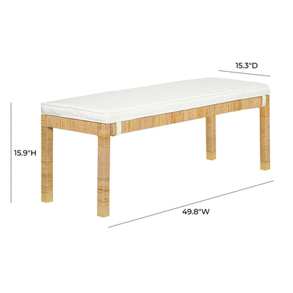 Amara 50" Woven Rattan Performance Fabric Bench