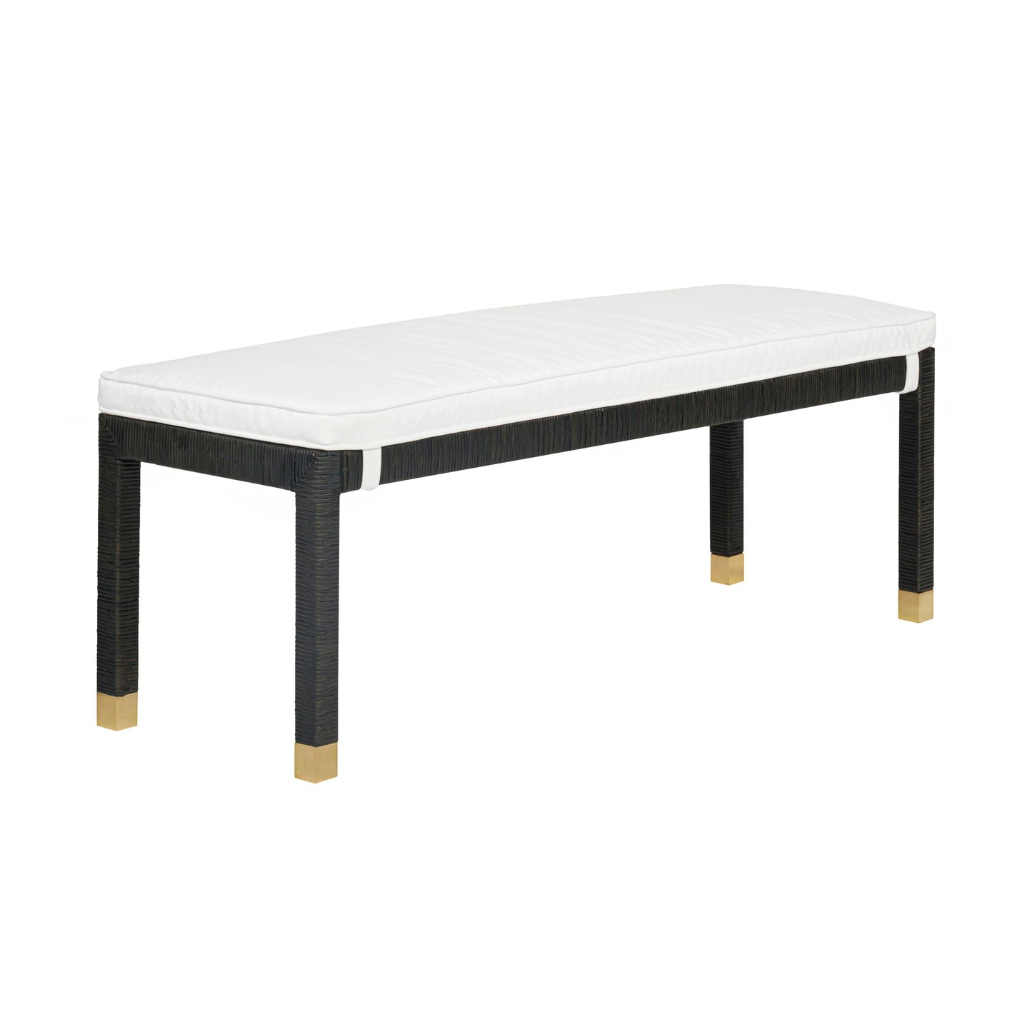 Amara 50" Woven Rattan Performance Fabric Bench - Charcoal