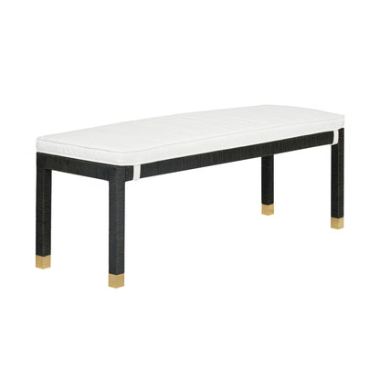 Amara 50" Woven Rattan Performance Fabric Bench - Charcoal