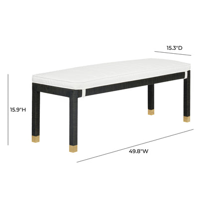 Amara 50" Woven Rattan Performance Fabric Bench