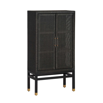 Amara Woven Rattan Cabinet - Charcoal