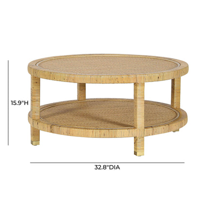 Amara 33" Natural Rattan Round Coffee Table