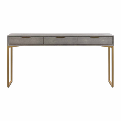 Pesce 59" Faux Shagreen 3-Drawer Console Table - Grey