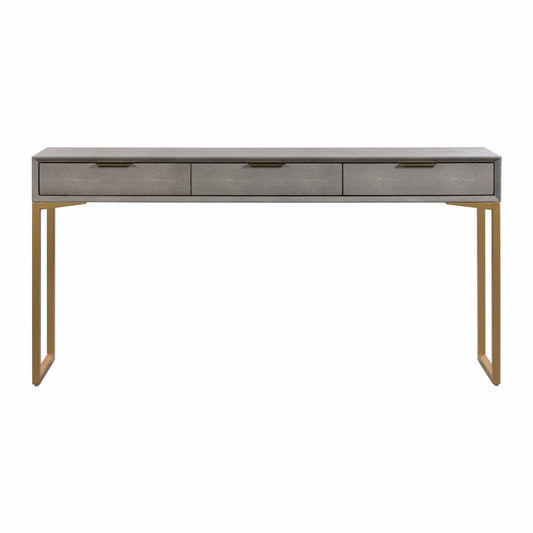 Pesce 59" Faux Shagreen 3-Drawer Console Table - Grey