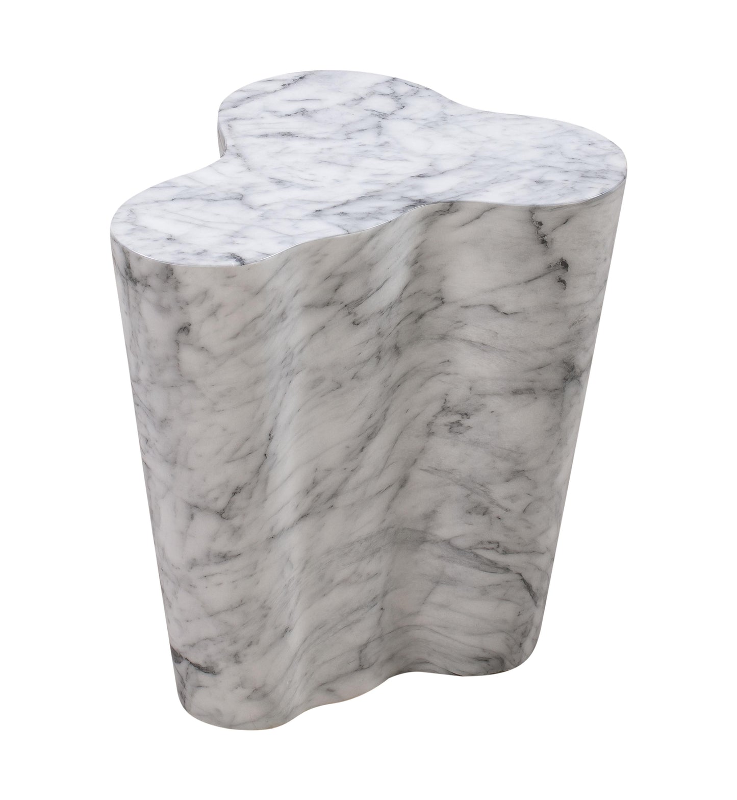 Slab Concrete Indoor/Outdoor Side Table (18"-22") - White Marble / Short