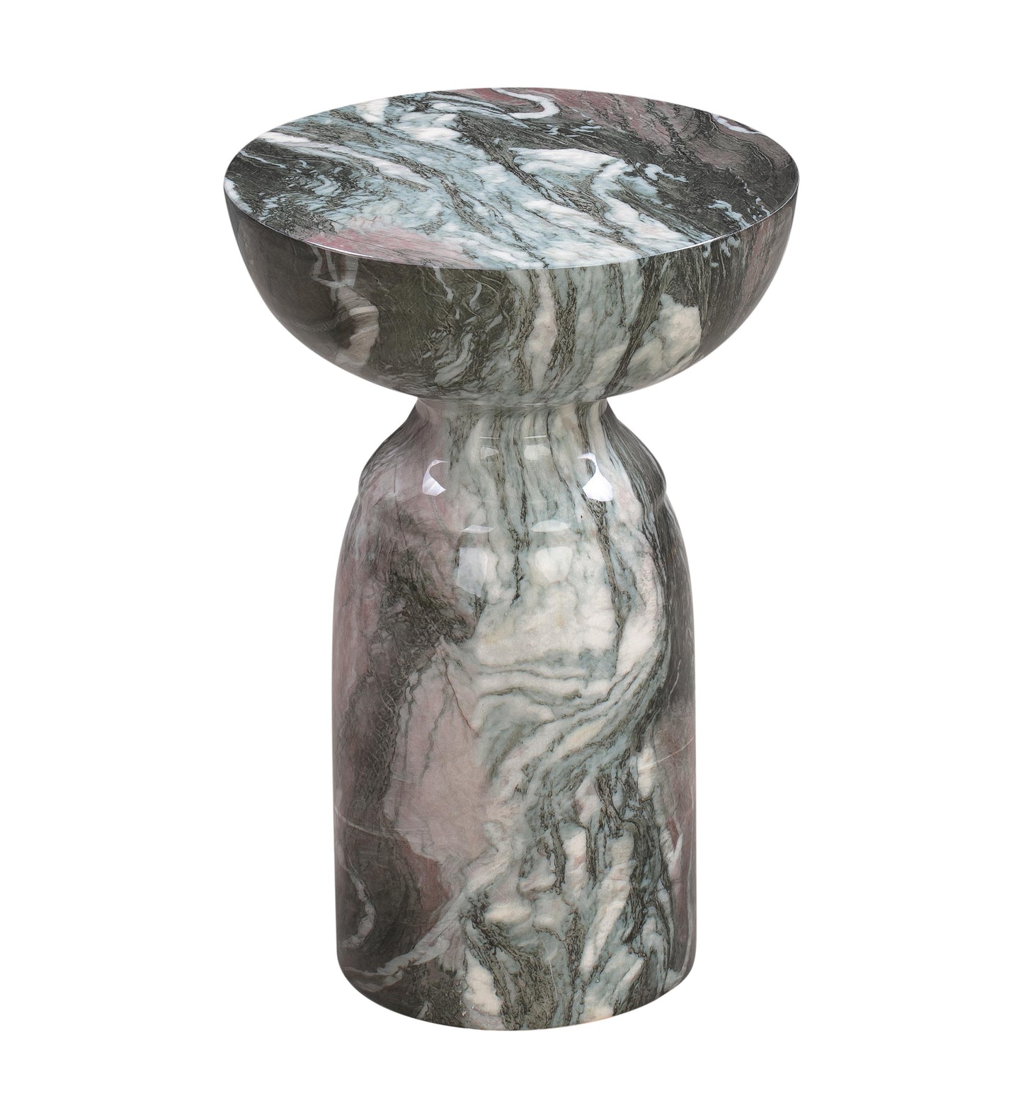 Rue Faux Marble Indoor / Outdoor Round Side Table - Grey