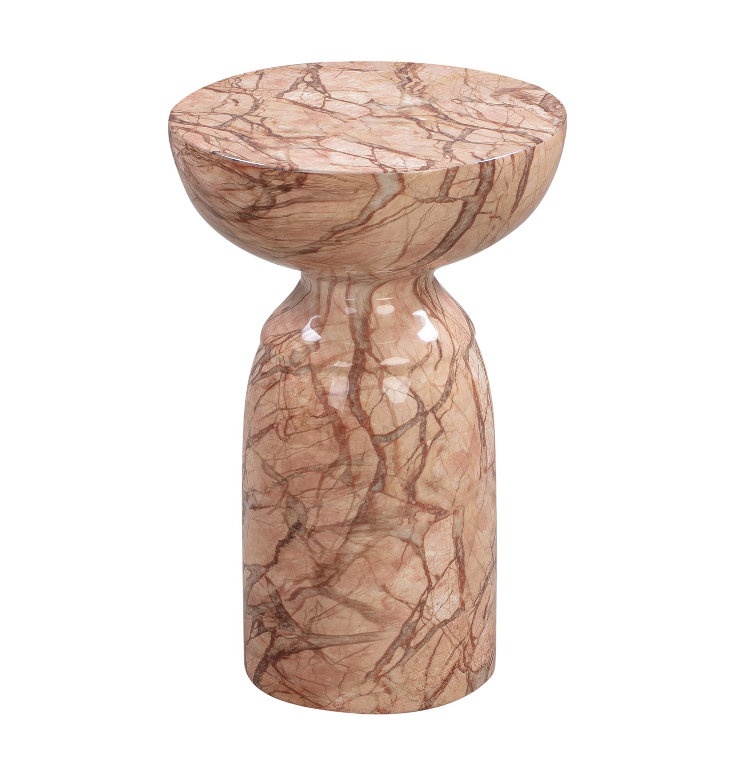 Rue Faux Marble Indoor / Outdoor Round Side Table - Sunset