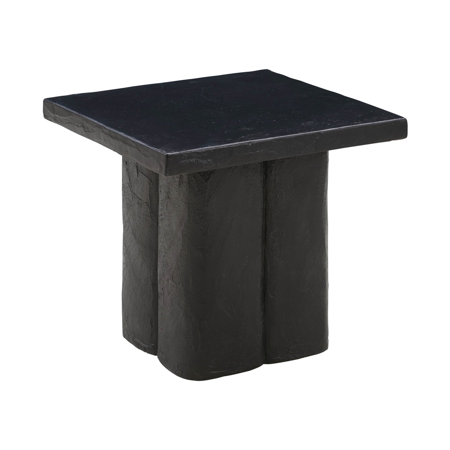 Kayla Faux Plaster Indoor / Outdoor Square Side Table - Black