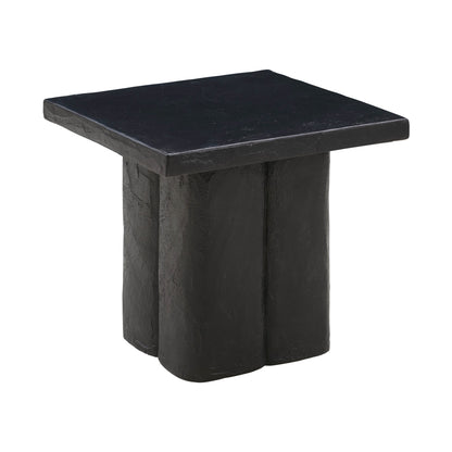 Kayla Faux Plaster Indoor / Outdoor Square Side Table - Black