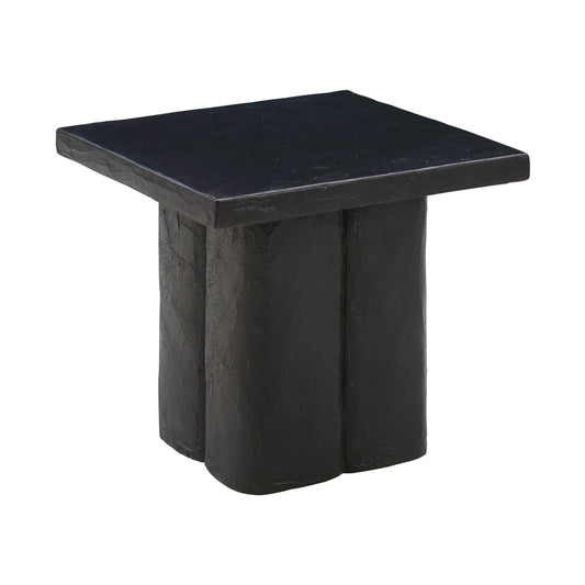 Kayla Faux Plaster Indoor / Outdoor Square Side Table - Black
