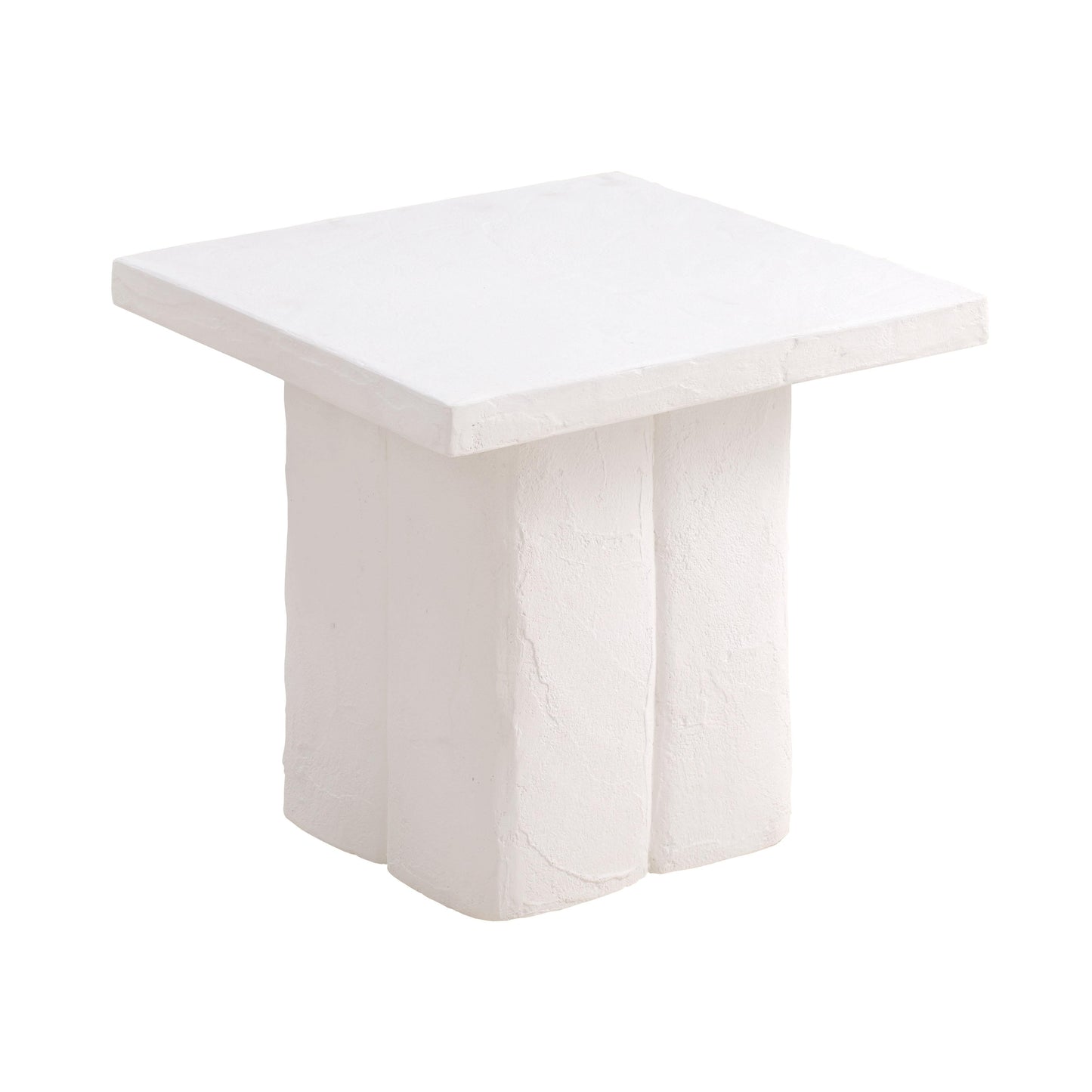 Kayla Faux Plaster Indoor / Outdoor Square Side Table - White