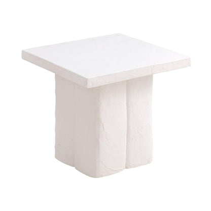 Kayla Faux Plaster Indoor / Outdoor Square Side Table - White